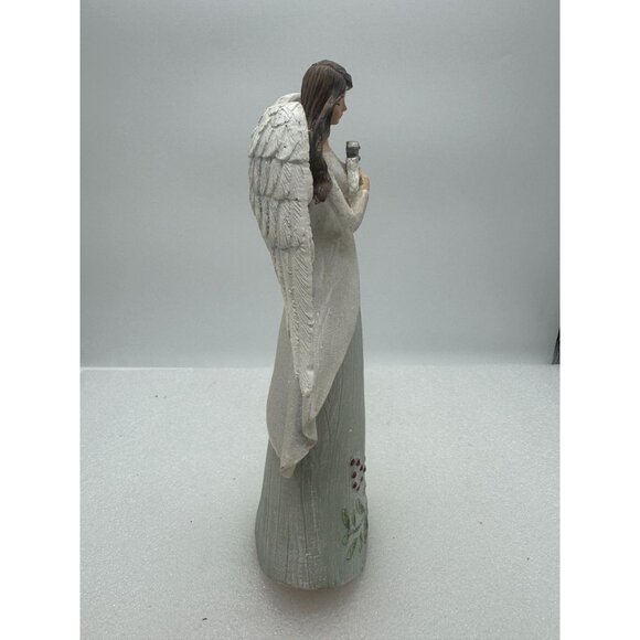 Tall Resin Angel Playing Harp Figurine Christmas Decor Cardinal Bird - Picture 4 of 7